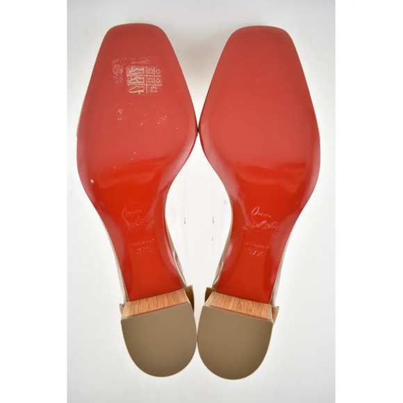 Christian Louboutin Grandola 55 Brown Leather PVC Block Heel Sandal Pump 37.5 - Picture 12 of 12